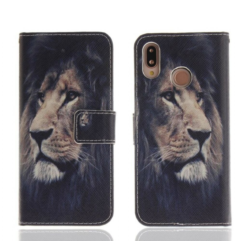 Flip Case Für Huawei P20 Lite Träumender Löwe