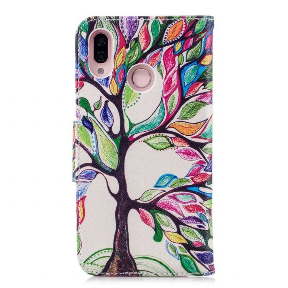 Lederhüllen Für Huawei P20 Lite Farbiger Baum