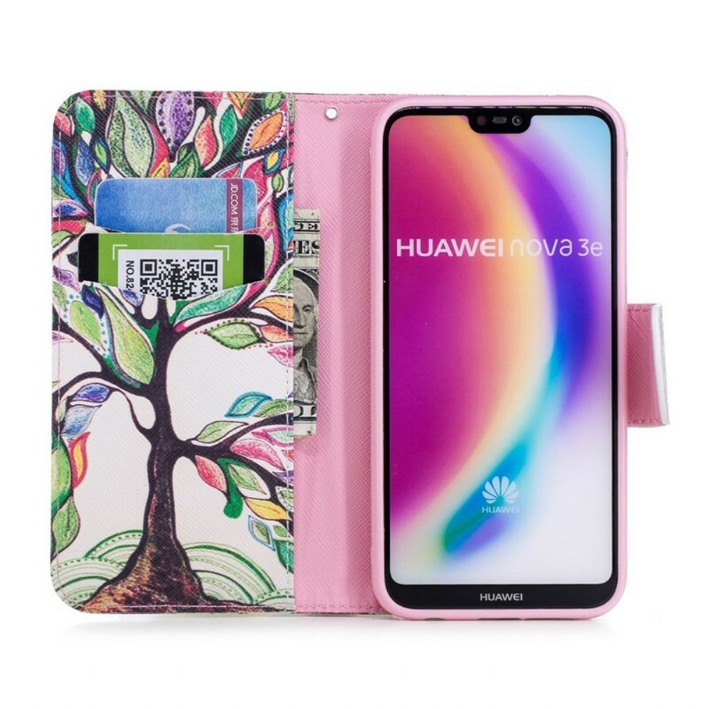 Lederhüllen Für Huawei P20 Lite Farbiger Baum