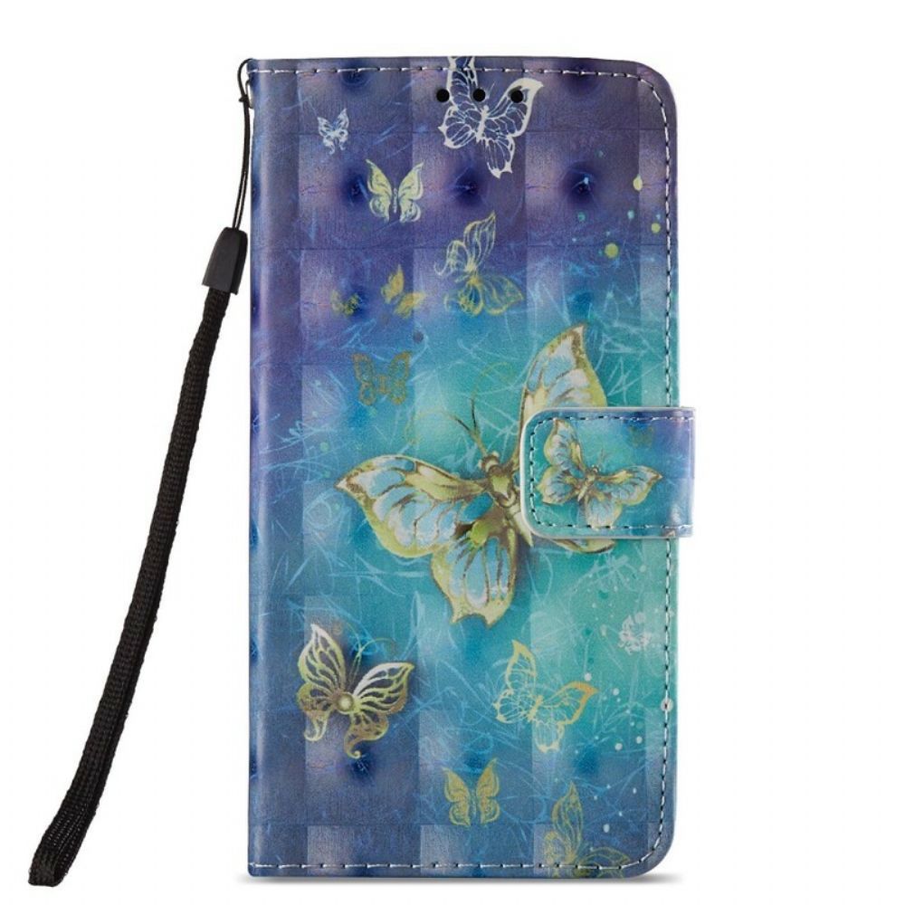 Lederhüllen Für Huawei P20 Lite Goldene 3d-schmetterlinge