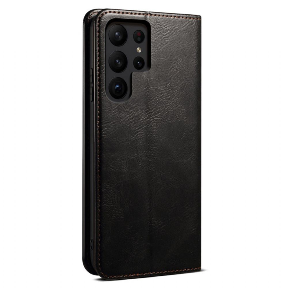Flip Case Samsung Galaxy S24 Ultra 5g Handyhülle Gewachstes Kunstleder