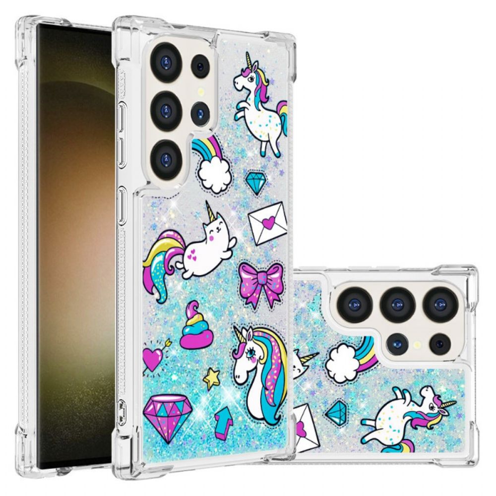 Hülle Samsung Galaxy S24 Ultra 5g Handyhülle Einhorn- Und Diamantglitter