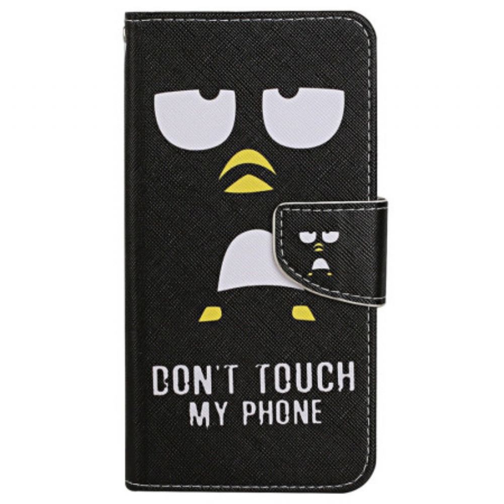Lederhüllen Samsung Galaxy S24 Ultra 5g Pinguin Don't Touch My Phone Lanyard