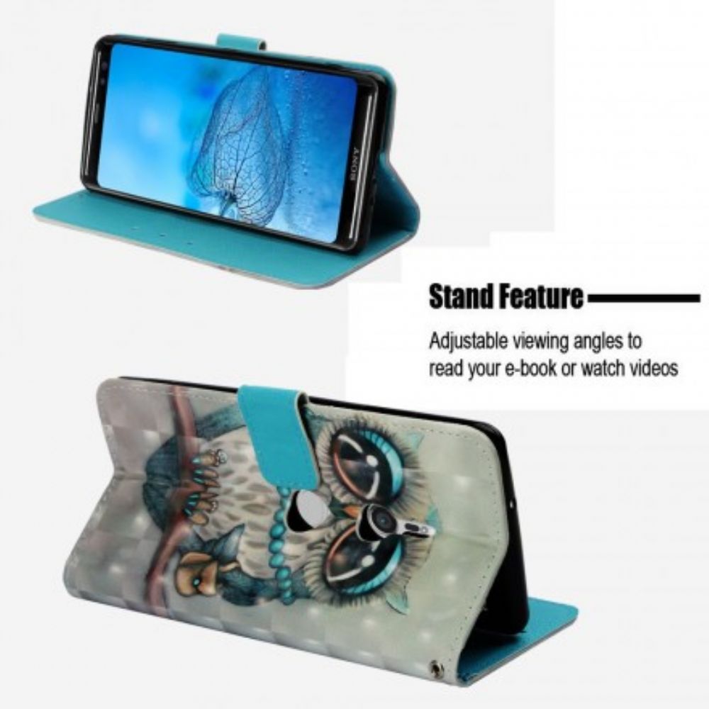 Flip Case Für Sony Xperia XZ3 Fräulein Eule 3d