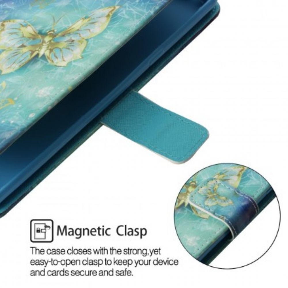 Flip Case Für Sony Xperia XZ3 Goldene 3d-schmetterlinge