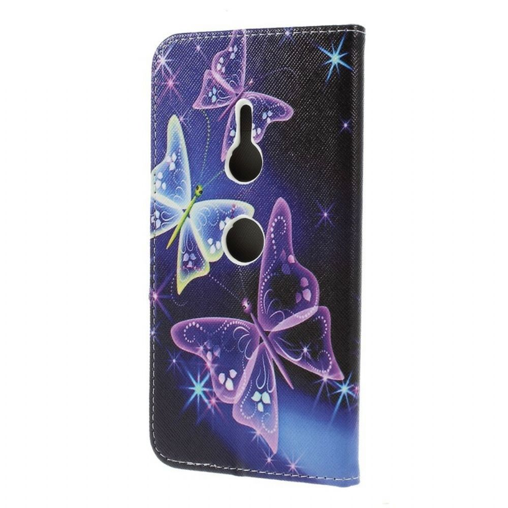 Lederhüllen Für Sony Xperia XZ3 Bunter Schmetterling