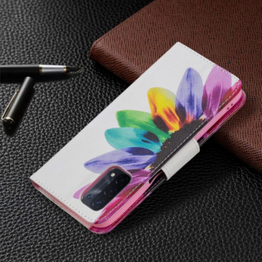 Flip Case Für Oppo A54 5G / A74 5G Aquarell Blume