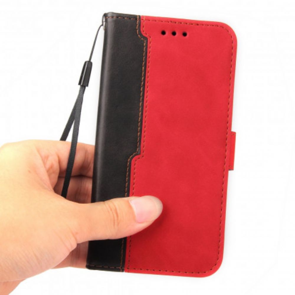 Flip Case Für Oppo A54 5G / A74 5G Buntes Zweifarbiges Kunstleder