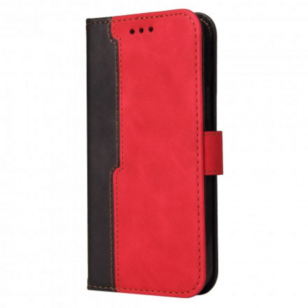 Flip Case Für Oppo A54 5G / A74 5G Buntes Zweifarbiges Kunstleder