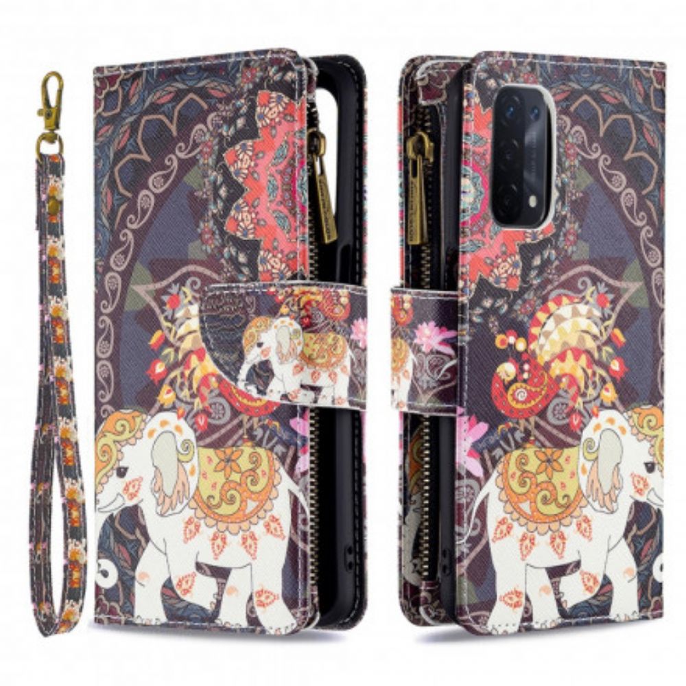 Flip Case Für Oppo A54 5G / A74 5G Elefantentasche Mit Reißverschluss