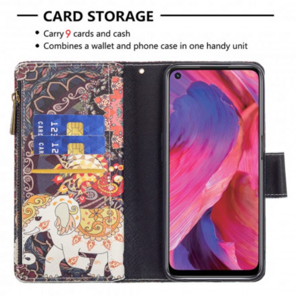 Flip Case Für Oppo A54 5G / A74 5G Elefantentasche Mit Reißverschluss