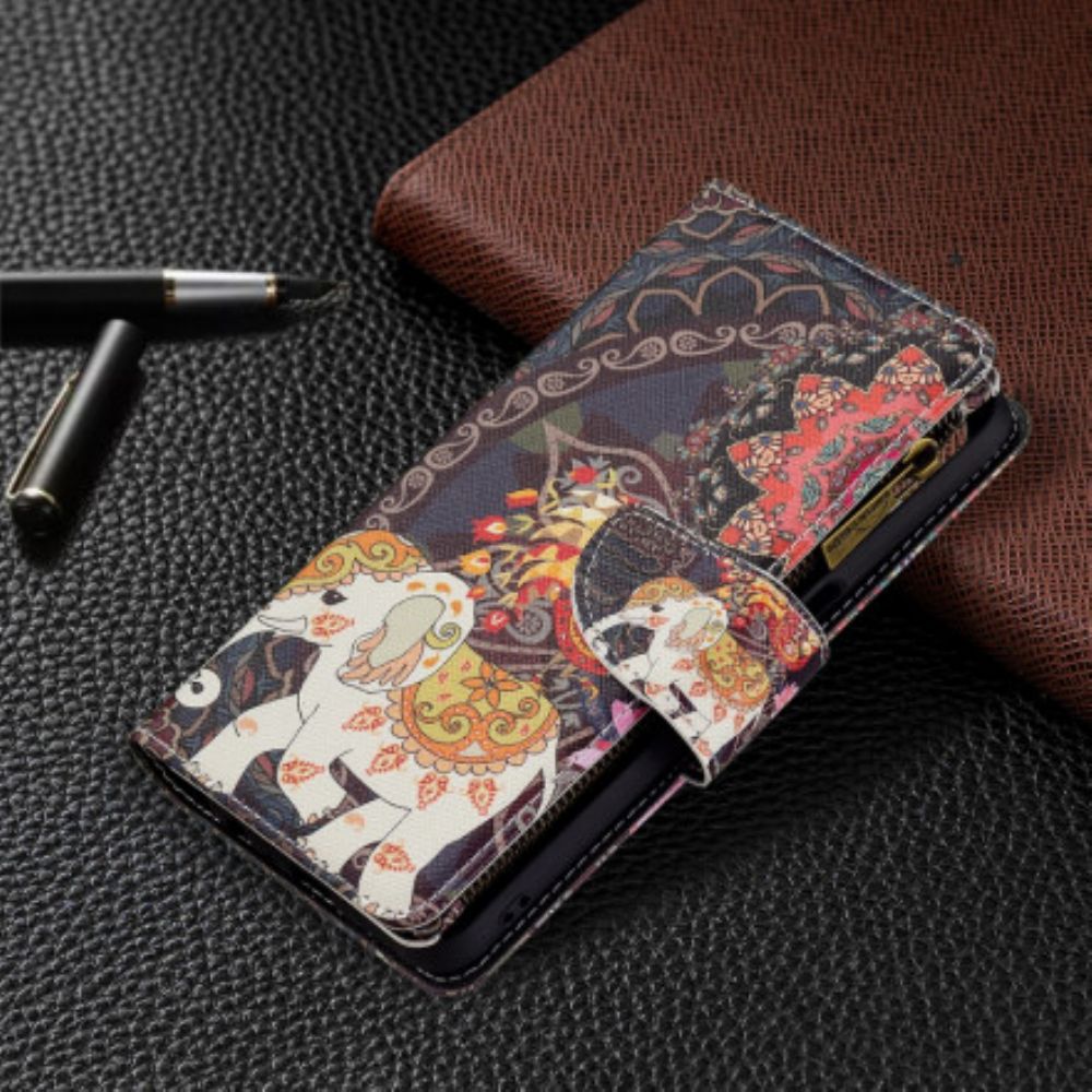 Flip Case Für Oppo A54 5G / A74 5G Elefantentasche Mit Reißverschluss