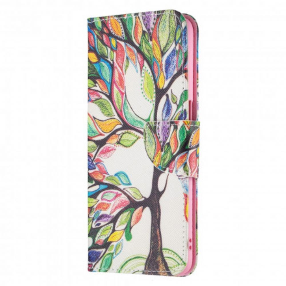 Flip Case Für Oppo A54 5G / A74 5G Farbiger Baum