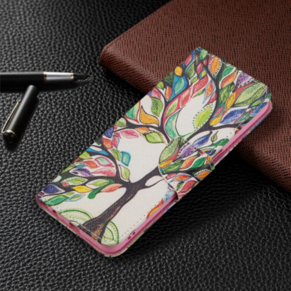 Flip Case Für Oppo A54 5G / A74 5G Farbiger Baum