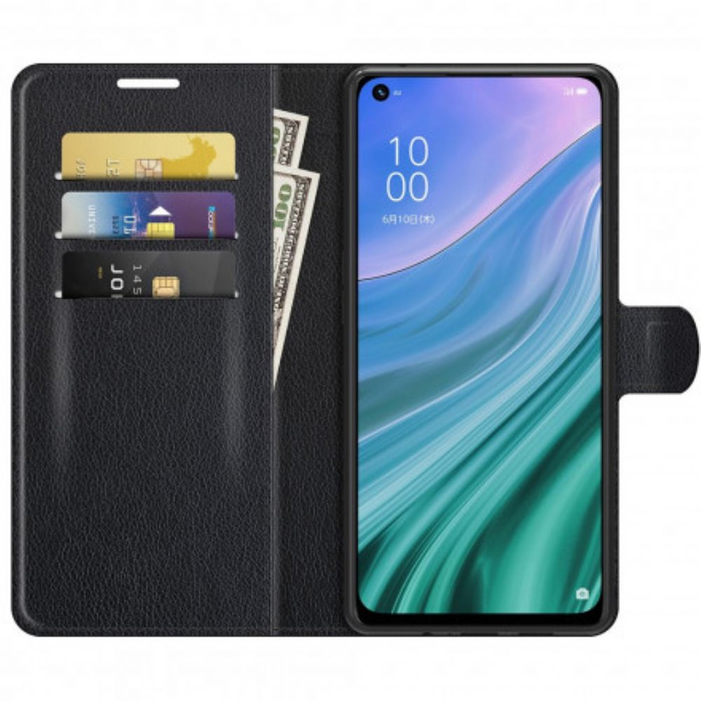 Lederhüllen Für Oppo A54 5G / A74 5G Klassisches Litschi-kunstleder