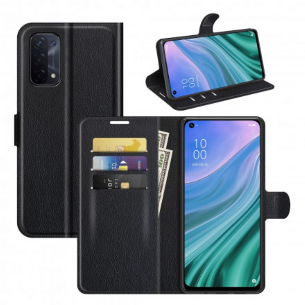 Lederhüllen Für Oppo A54 5G / A74 5G Klassisches Litschi-kunstleder