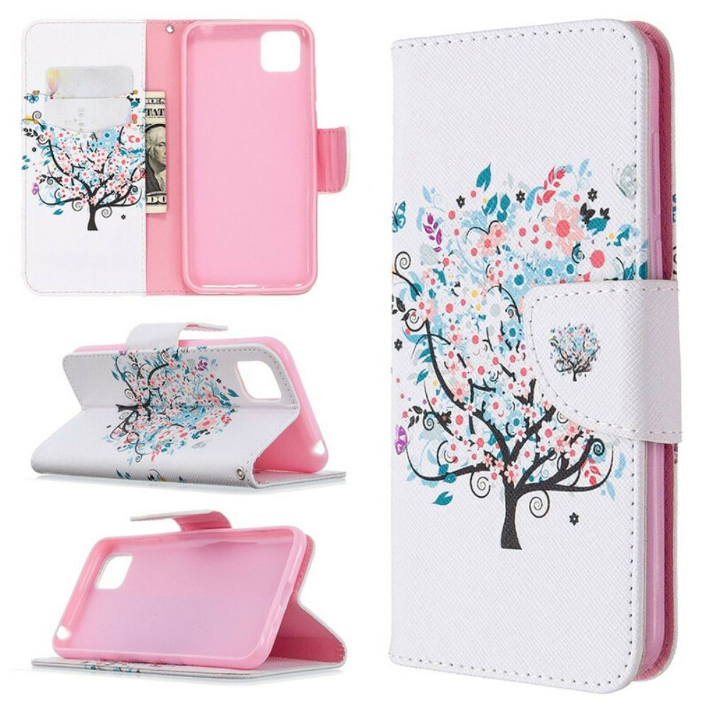 Flip Case Für Huawei Y5p Blumiger Baum