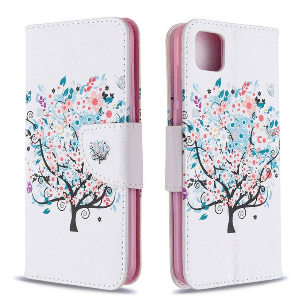 Flip Case Für Huawei Y5p Blumiger Baum
