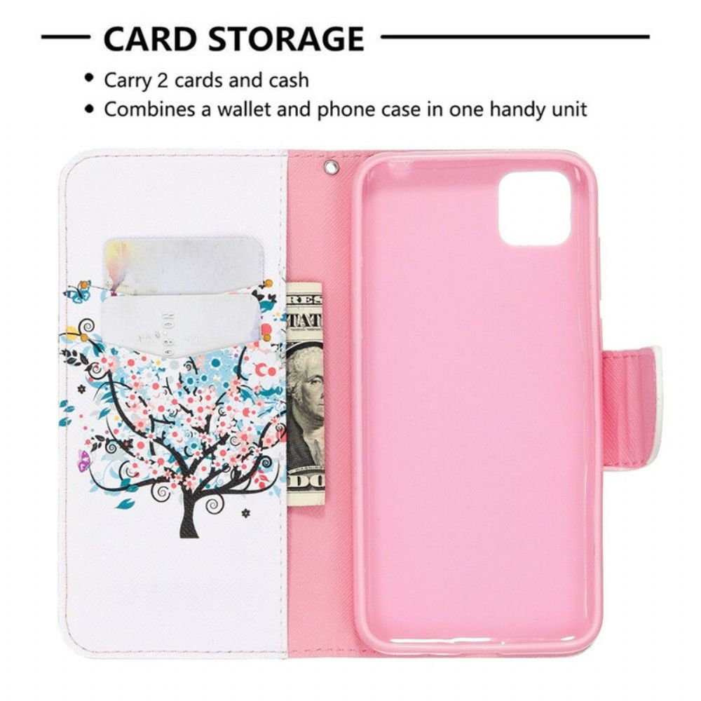 Flip Case Für Huawei Y5p Blumiger Baum