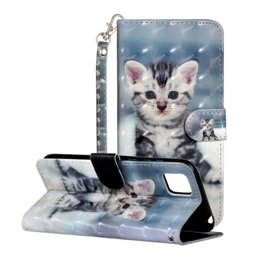 Lederhüllen Für Huawei Y5p Mit Kordel Kitten Light Spots Mit Riemen