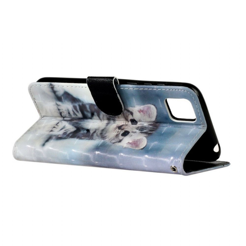 Lederhüllen Für Huawei Y5p Mit Kordel Kitten Light Spots Mit Riemen