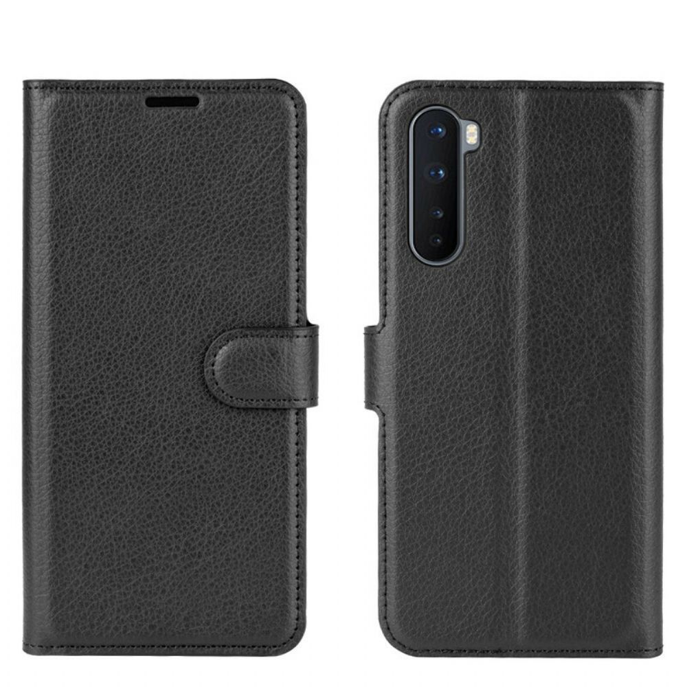 Flip Case Für OnePlus Nord Klassischer Litschi-effekt