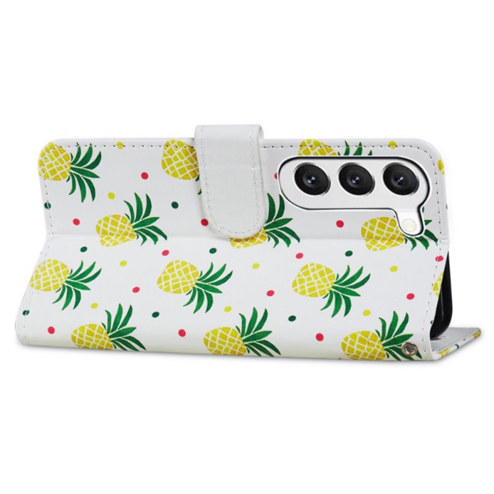 Lederhüllen Samsung Galaxy S24 Plus 5g Handyhülle Ananas Mit Riemen