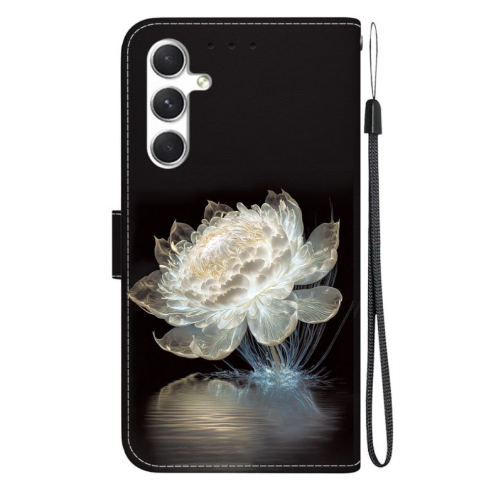 Lederhüllen Samsung Galaxy S24 Plus 5g Handyhülle Kristallpfingstrose Mit Riemen
