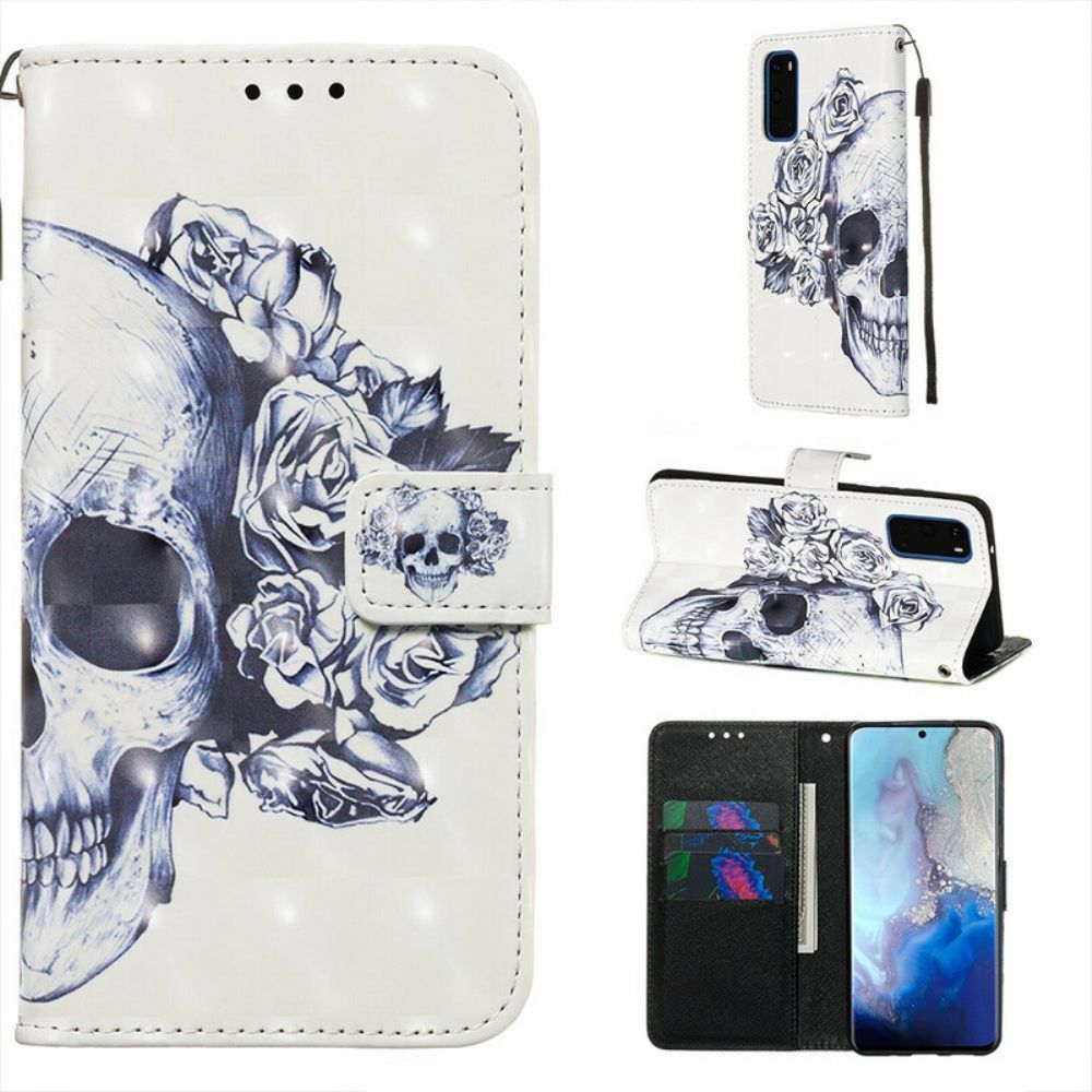 Flip Case Für Samsung Galaxy S20 Blumenschädel