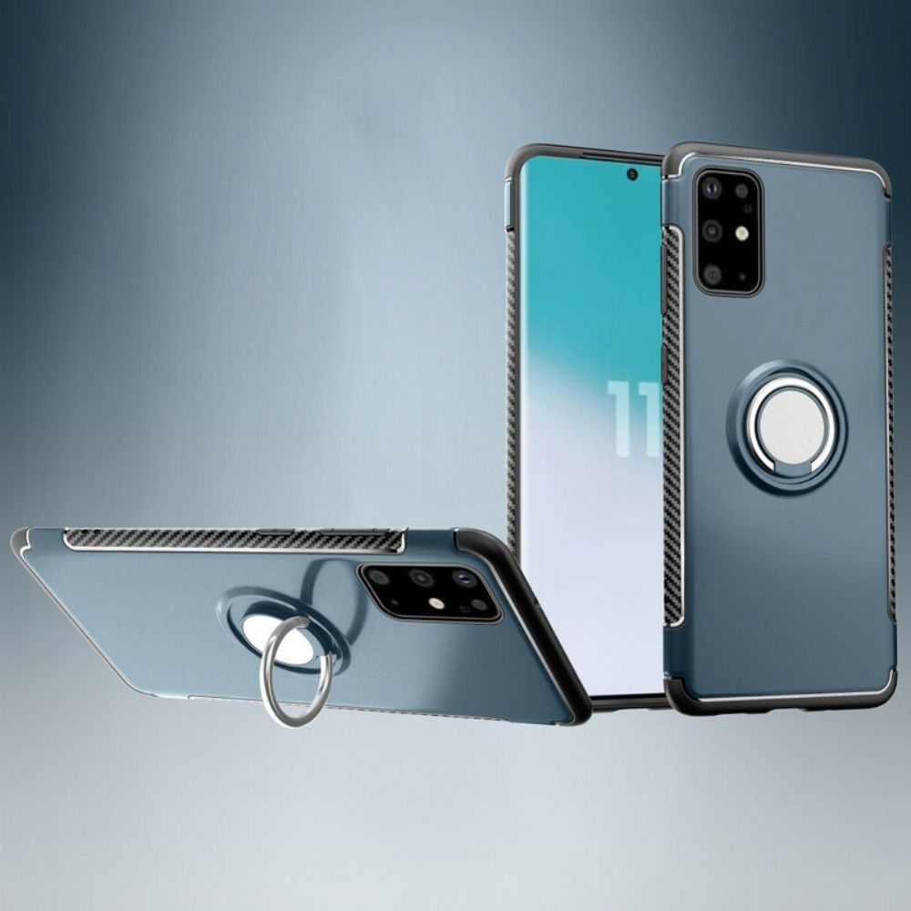 Handyhülle Für Samsung Galaxy S20 Kohlefaser Rotierender Metallring