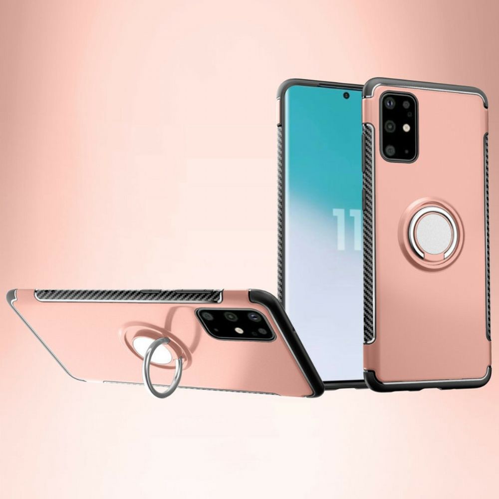 Handyhülle Für Samsung Galaxy S20 Kohlefaser Rotierender Metallring