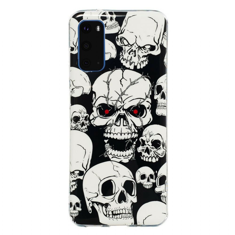 Hülle Für Samsung Galaxy S20 Vorsicht Vor Fluoreszierenden Schädeln