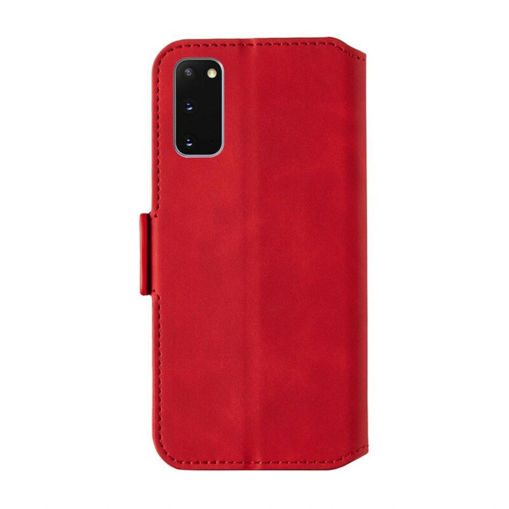 Lederhüllen Für Samsung Galaxy S20 Zweifarbige Vertikale Linie