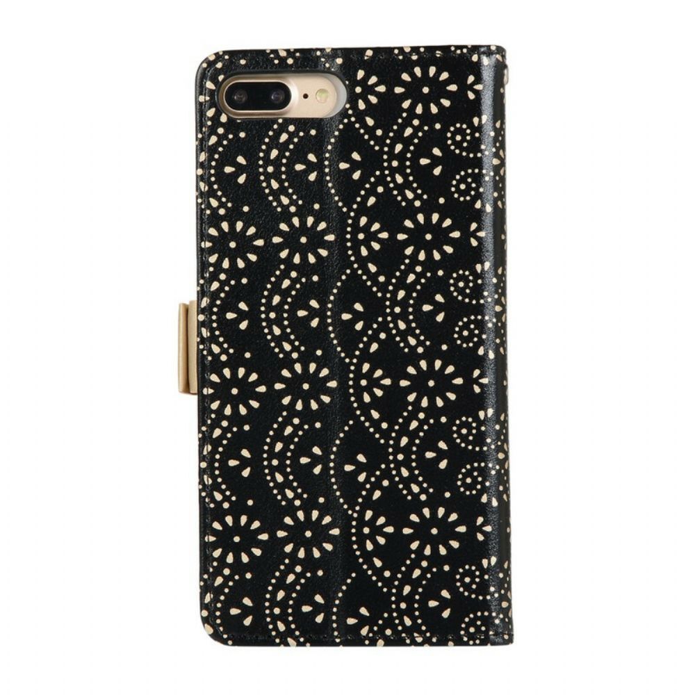 Flip Case Für iPhone 8 Plus / 7 Plus Mit Kordel Geldbörse Mit Riemchen Aus Spitze