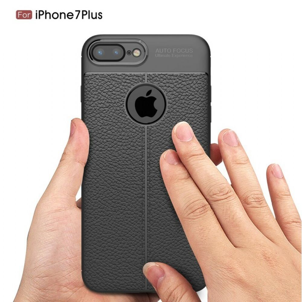 Hülle Für iPhone 8 Plus / 7 Plus Doppellinie Litschi-leder-effekt