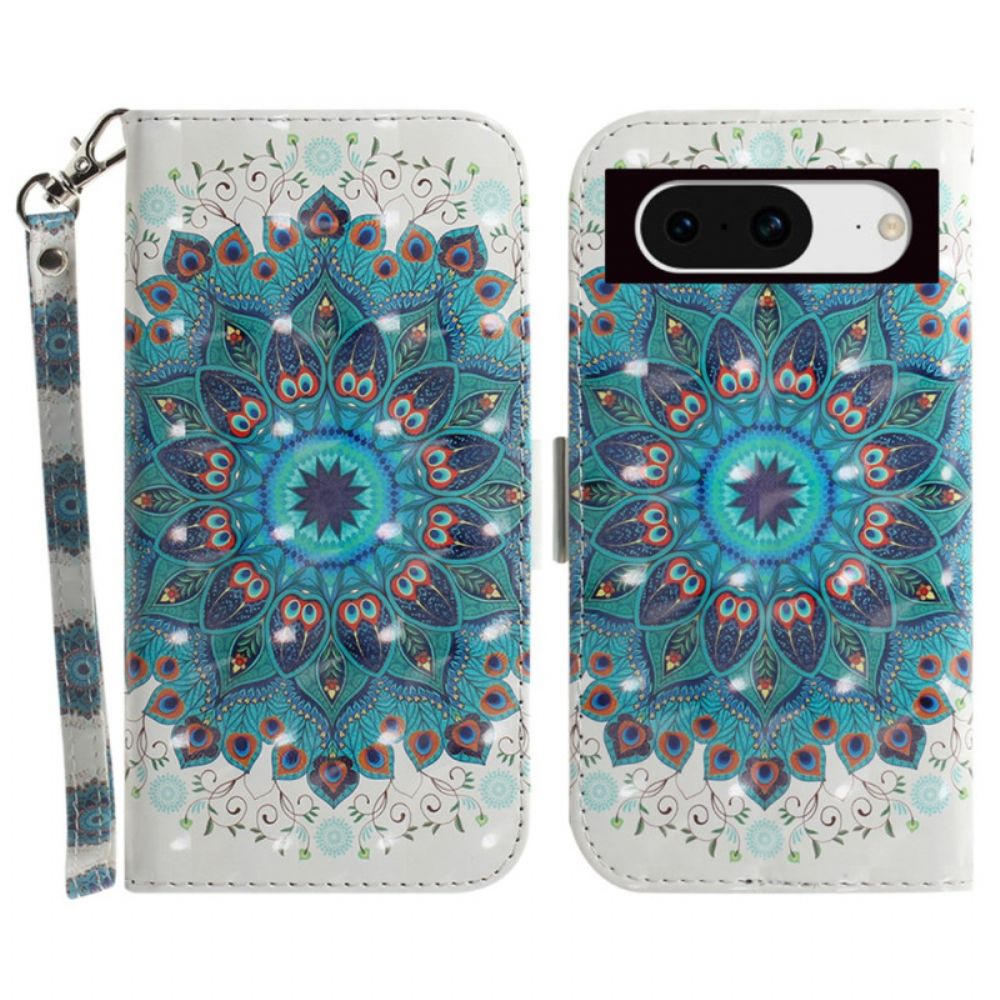 Lederhüllen Google Pixel 8 Handyhülle Grünes Mandala Mit Riemen