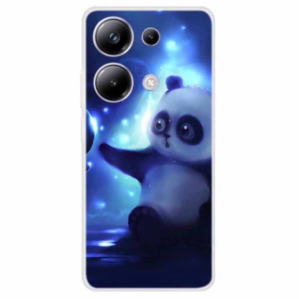 Hülle Für Xiaomi Redmi Note 13 Pro 4g Panda Auf Blauem Hintergrund
