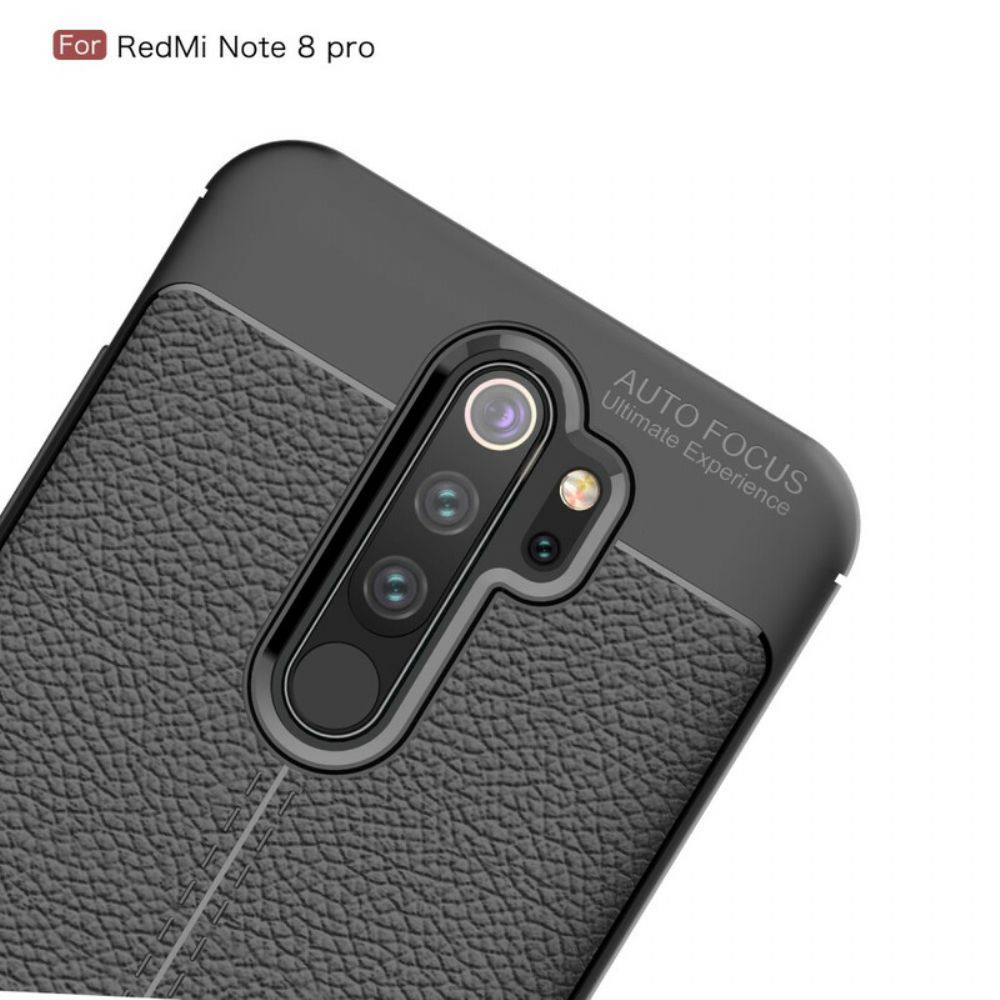 Hülle Für Xiaomi Redmi Note 8 Pro Doppellinie Litschi-leder-effekt