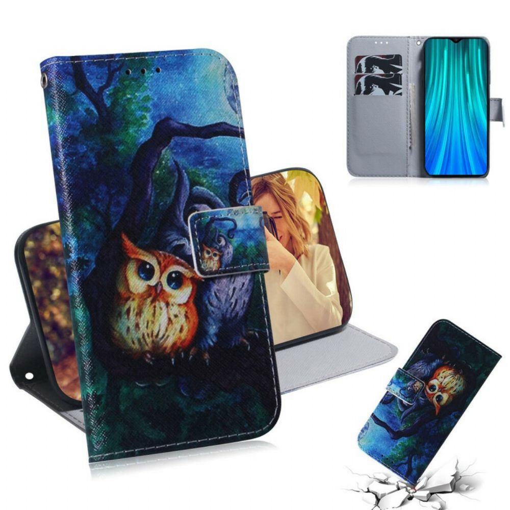 Lederhüllen Für Xiaomi Redmi Note 8 Pro Gemälde Von Eulen