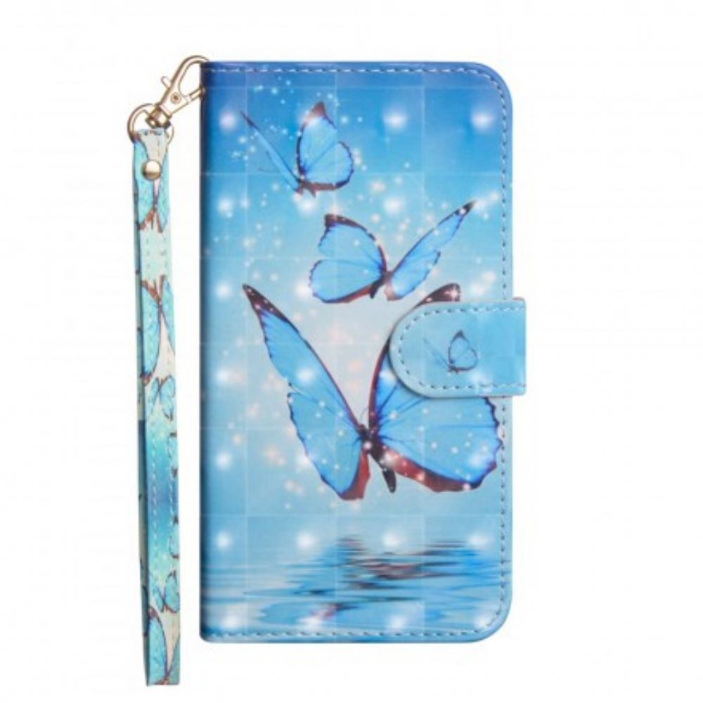 Flip Case Für Huawei P Smart 2024 / Honor 10 Lite Fliegende Blaue Schmetterlinge