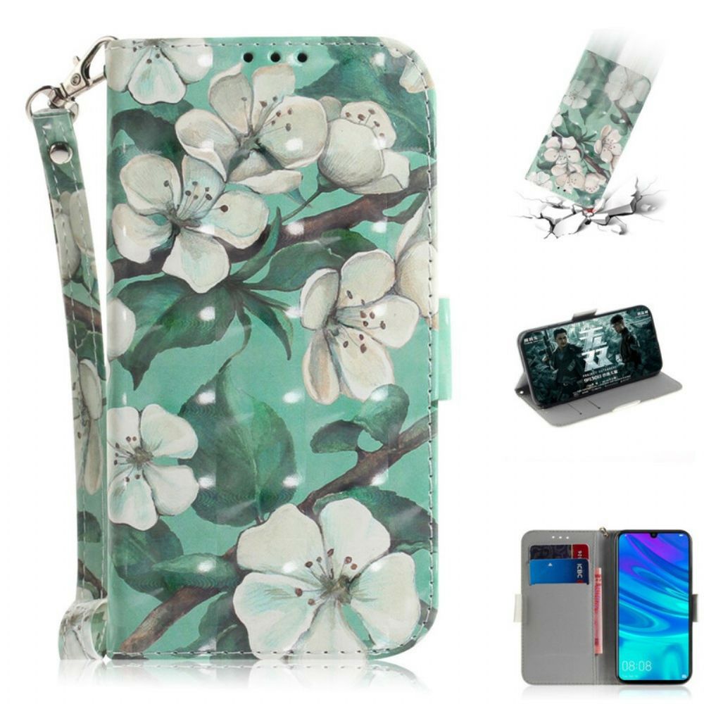 Flip Case Für Huawei P Smart 2024 / Honor 10 Lite Mit Kordel Tanga Blumenzweig