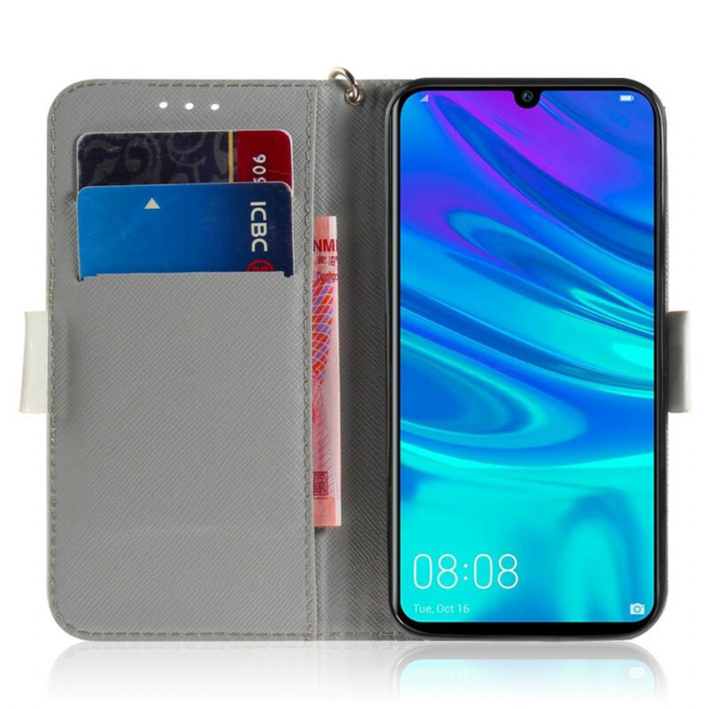 Flip Case Für Huawei P Smart 2024 / Honor 10 Lite Mit Kordel Tanga Blumenzweig