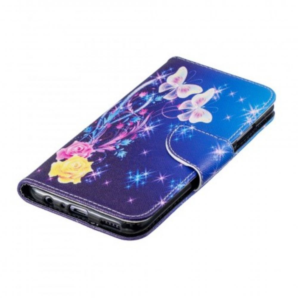 Lederhüllen Für Huawei P Smart 2024 / Honor 10 Lite Schmetterlinge In Der Nacht