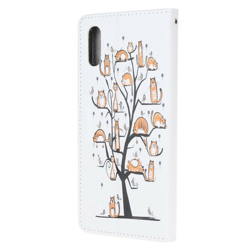 Flip Case Für Xiaomi Redmi 9A Mit Kordel Funky Cats Mit Riemen