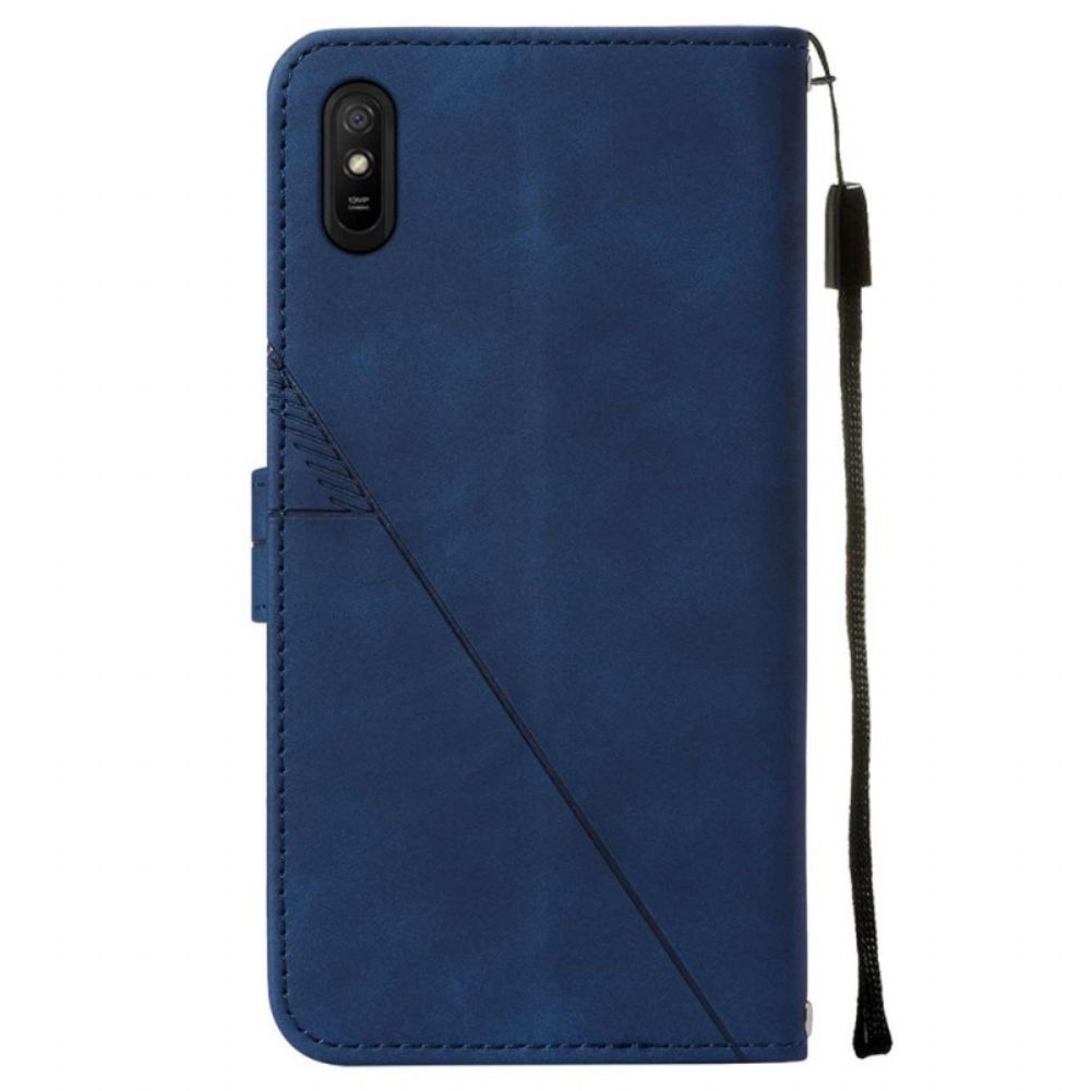 Flip Case Für Xiaomi Redmi 9A Pyramidenleder-effekt