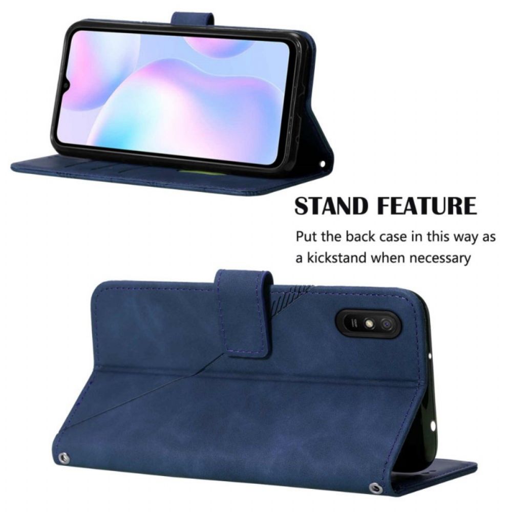 Flip Case Für Xiaomi Redmi 9A Pyramidenleder-effekt