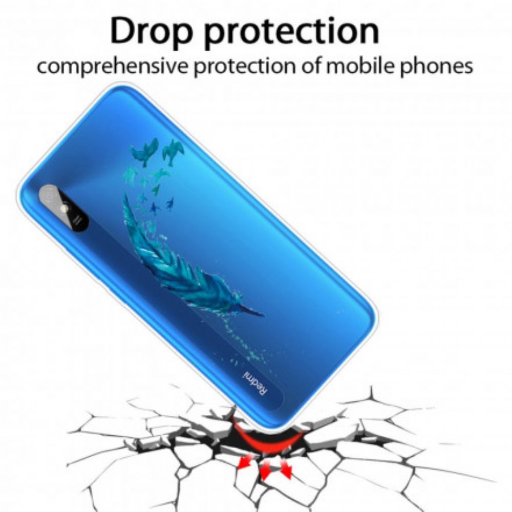 Hülle Für Xiaomi Redmi 9A Schöne Blaue Feder