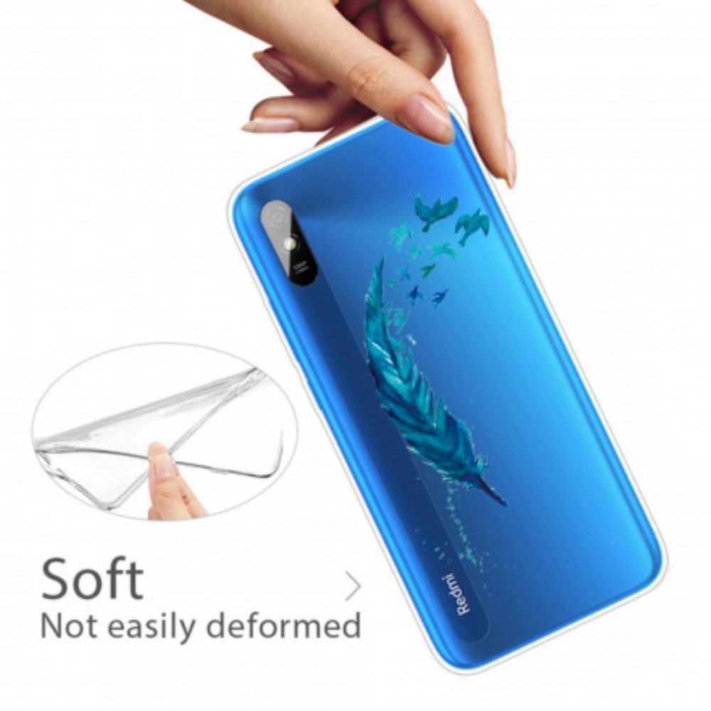Hülle Für Xiaomi Redmi 9A Schöne Blaue Feder