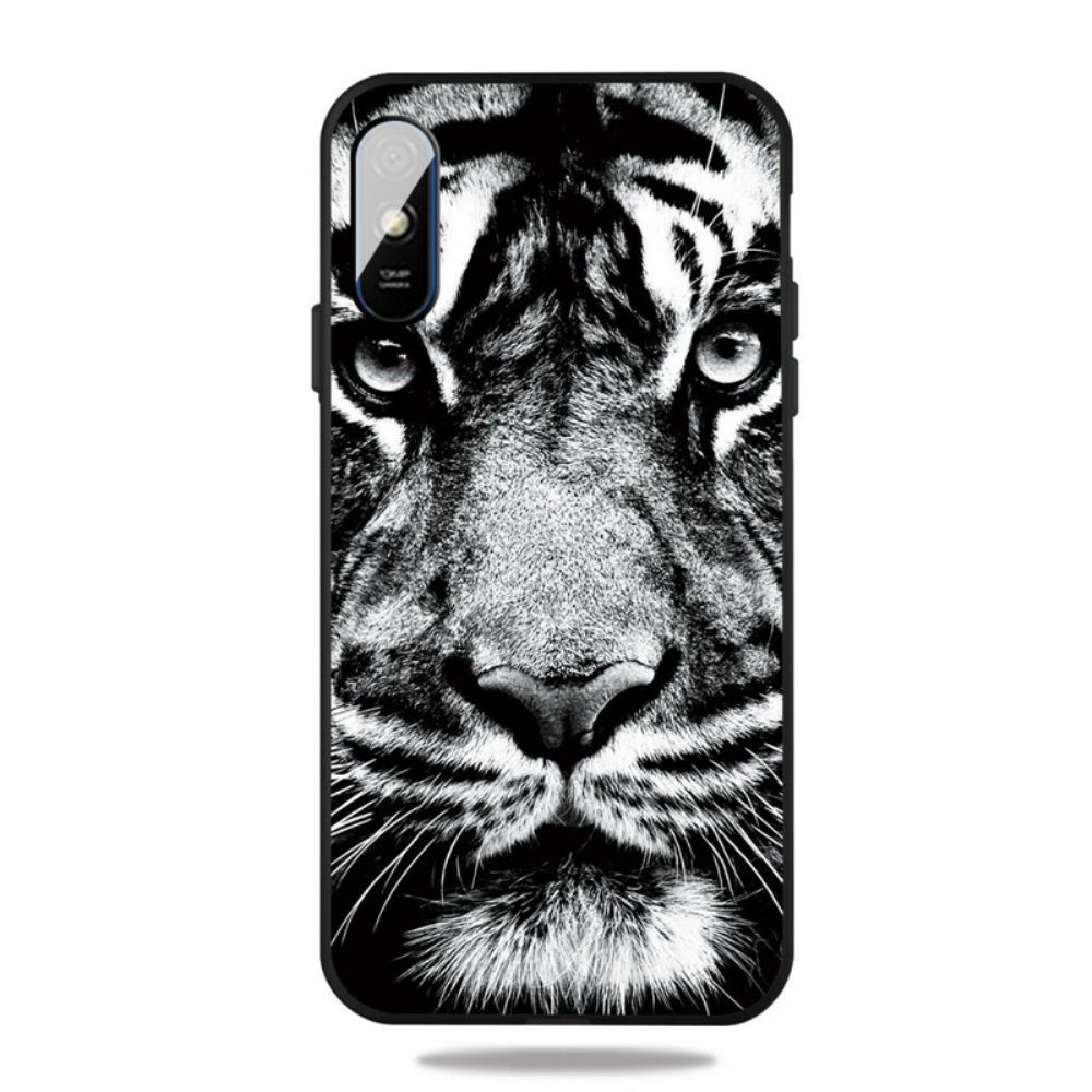 Hülle Für Xiaomi Redmi 9A Schwarzer Und Weißer Tiger