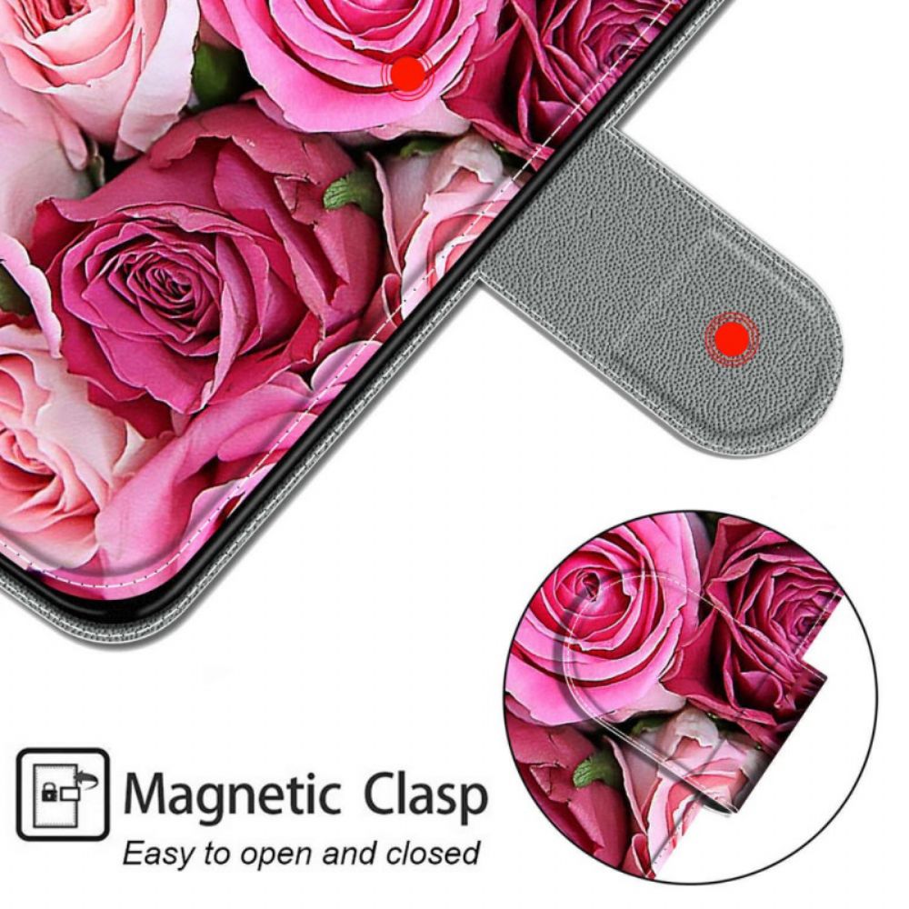 Flip Case Für Xiaomi Redmi Note 10 Pro Mit Kordel Bandrosen